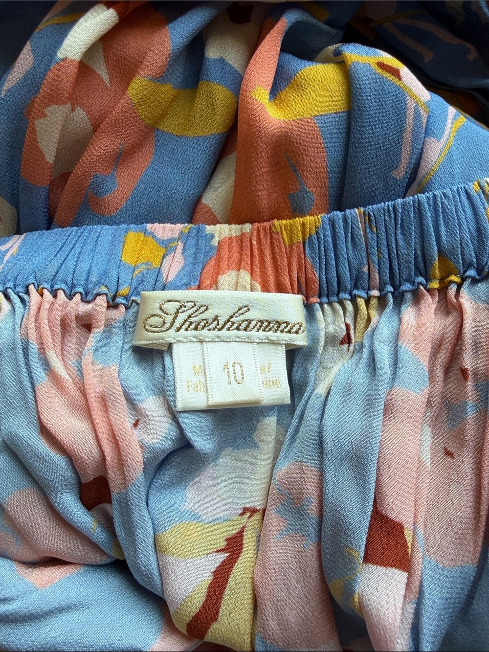 Shoshanna Peony Dress Slate Blue Multi Maxi Floral side shoulder tie belt Sz 10 - Picture 10 of 15